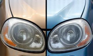 Før og efter billede af lygtepolering